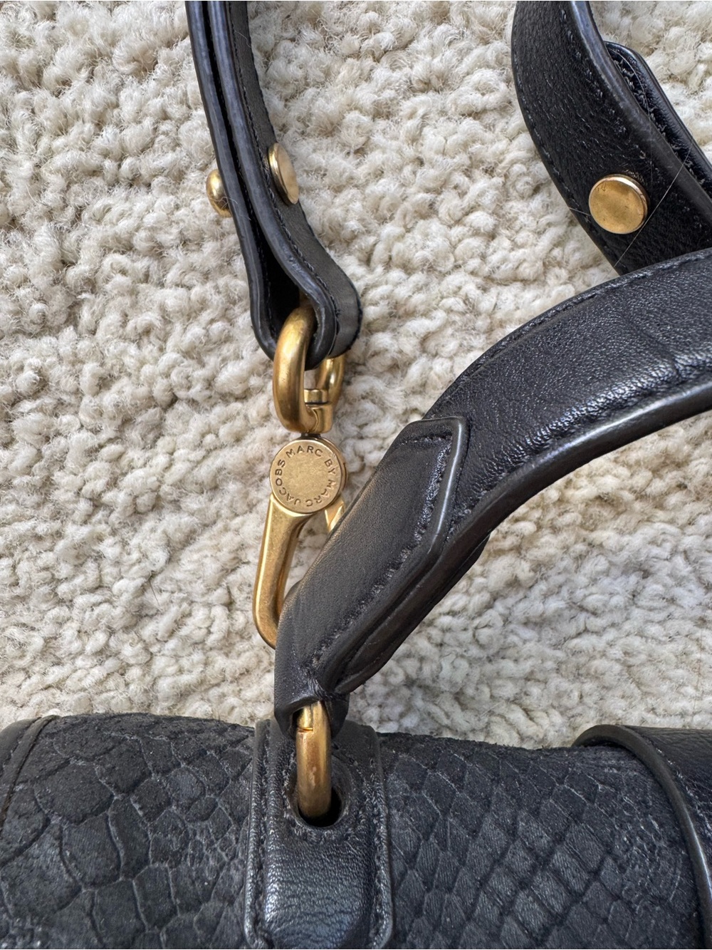 Marc By Marc Jacobs Black Textured Flap Top-Handle Satchel - Picture 4 of 11